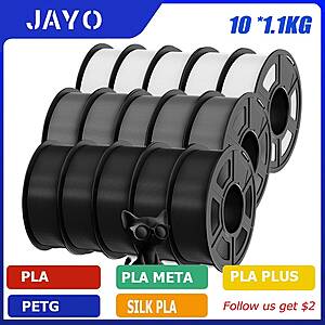 JAYO 11KG PETG 3D Printer Filament (10Rolls/1.1KG) 1.75mm Black/White $75 + Free S/H