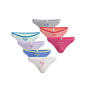 7-Pack No Boundaries Women's Cotton Thong Panties (Days of the Week, XS-XXXL) from $5.15-$8.81 + Free S&H w/ Walmart+ or on $35+