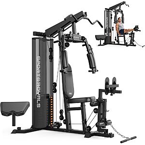 SPORTSROYALS Multifunctional Home Gym Station w/ Leg Press & 150LB Weight Stack $503.99 + Free Shipping