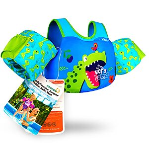 AEOCOO Kids' Puddle Float Jumper Swim Vest (Dinosaur, 20-30 lbs) $12.34 + Free Shipping w/ Prime or on $35+