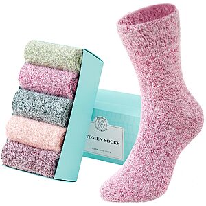 SISOSOCK 5 Pair Fuzzy Fluffy Soft Cozy Warm Comfy Socks Gifts for Women $6.96