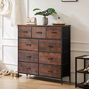 JHK 9 Drawer Dresser with Fabric Storage Drawers Heavy Duty Metal Frame Large Storage Tower Brown $33 + Free Shipping