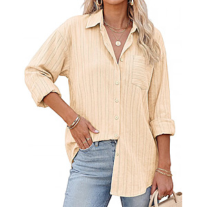 Amazon – GRACE KARIN Women’s Cotton Oversized Button-Down Blouse - $8.99 w/ Code