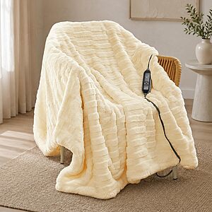 VENTIMI 50" x 60" Heated Blanket Throw, Ultra Soft Faux Fur, 10 Heat Settings $39.99