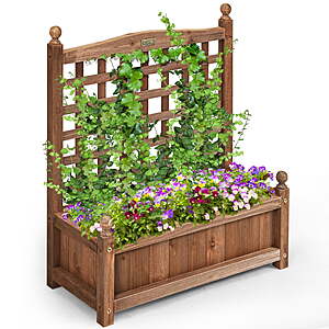 25''x11''x30'' Costway Solid Wood Planter Box with Trellis  $39.49 + Free Shipping