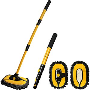 YeewayVeh Microfiber Chenille Car Wash Brush w/ 15° Curved Extension Pole (Yellow) $15.95 + Free Shipping w/ Prime or on $35+