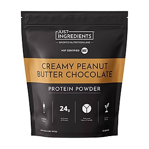 Just Ingredients Creamy Peanut Butter Chocolate Protein Powder (NSF) - Pea/Whey - 24g Protein - 32.52oz/25 Servings $47.99