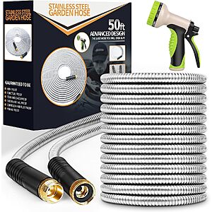 Amazon – Unywarse 50’ Metal Garden Hose w/ 10-Function Nozzle - $19.79 w/ Code