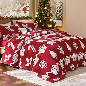 Bedsure King Christmas Comforter Set w/ 2 Pillowcases (Red Candy Cane) $32.99 + Free Shipping w/ Prime or on $35+