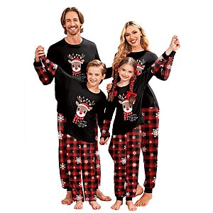 Ekouaer Family Christmas Pajamas Matching Sets with Print Tops and Pants $12.27