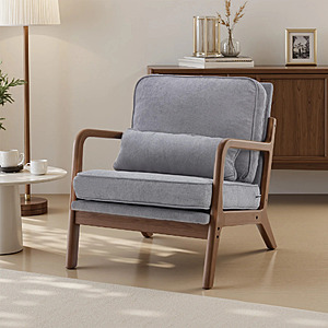 JHK Mid-Century Modern Accent Chair w/ Solid Wood Frame & Waist Cushion (3-Colors) $76.46 + Free Shipping