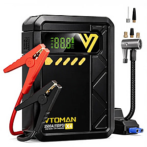 VTOMAN X4 2500A Jump Starter with 150PSI Air Compressor, Portable 12V Jump Box for 8.5L Gas/6L Diesel Engines $29.99 + Free Shipping w/Walmart+ or $35+