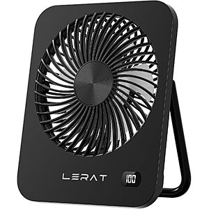 5-Speed Lerat USB Rechargeable Foldable Portable Desk Fan w/ LED Display $8.99 (Black), $9.99 (White) + Free Shipping w/ Prime or on $35+