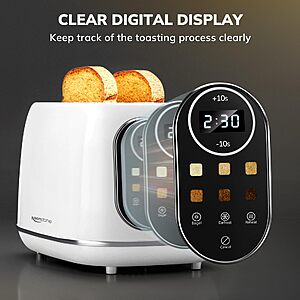 Keenstone Smart Touch Screen Toaster 2 Slice, Retro Wide Slot Stainless Steel Toaster with 6 Browning Levels, Reheat & Defrost White $27.49