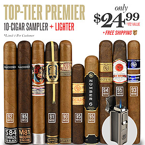 Top-Tier Premier 10-Cigar Sampler + Lighter~$24.99 @ Cigar Page~Free Shipping!