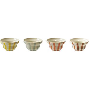 [Prime] 4-Count 11.7-Oz Creative Co-Op Hand-Painted Striped Stoneware Bowl Set (Multicolor) $8.22 + Free Shipping