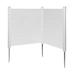 2 Panels Outdoor Privacy Screen, 50 x 3.15 in. White Plastic Privacy 2-Pack Air Conditioner Fence 27.6 in. Ground Stakes $92.99
