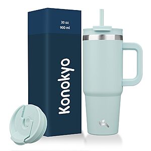 $10.13: Konokyo 30 oz Insulated Tumbler Water Bottle with Handle, Straw Lid