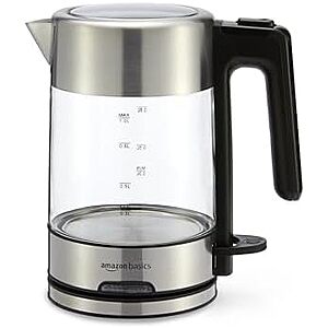 [Resale] $10.80 | Amazon Basics Electric Kettle with Glass Carafe, 1 Liter, 1500W, BPA-Free (Used - Like New) at Amazon