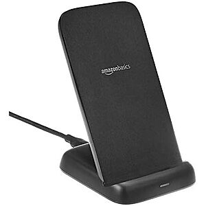 [Resale] $8.92 | Amazon Basics Wireless Phone Charger Stand, 10W Qi Certified with USB Cable, Black (No AC Adapter) (Used - Like New) at Amazon