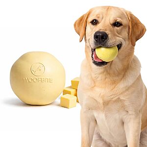 WoofBite 3" Natural Rubber Dog Chew & Fetch Ball (Butter Scent) $6.99 + Free Shipping w/ Prime or on $35+