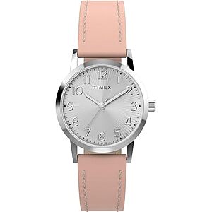 [NEW, AC] $33.24 | Timex Women's Main Street 30mm Watch - Pink Strap Silver-Tone Dial Silver-Tone Case at Amazon