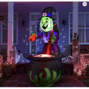 Joyfy 6 FT Witch Halloween Inflatables Outdoor Decorations and Cauldron with Bubbling Potion $41.77
