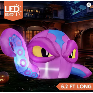 Joyfy 6.2 FT Long Purple Octopus Head Halloween Inflatable $29.28
