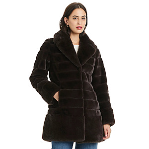 Jones New York Women's Faux-Fur Notched-Collar Coat (Dark Brown, Sizes: XS-XL) $119.93 + Free Shipping