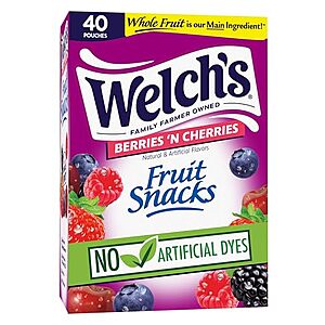[SnS, AC] $3.49* | 40-Pk 0.8-Oz Welch's Berries 'N Cherries Fruit Snacks at Amazon
