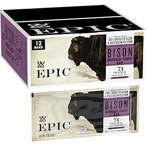 12-Count 15.6-Oz Epic Provisions Bison Bacon Cranberry Protein Bars $16.06 ($1.34 Each) w/ S&S + Free Shipping w/ Prime or on $35+