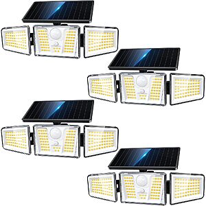 [Prime] 4-Pack Kooper 3-Head 210 LED 300° Solar Motion Sensor Outdoor Flood Lights (Black) $25.89 + Free Shipping