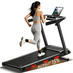 LONTEK 15% Auto Incline Folding Treadmill w/ 3 LED Screens & 7.2 MPH Max Speed $158.39 + Free Shipping