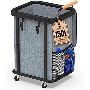 150L Laundry Basket Hamper w/ Lid, Handle & Wheels (Gray or White) $27.50 + Free Shipping w/ Prime or on $35+