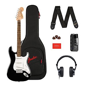 Fender Affinity Series Stratocaster Mustang Micro Pack, Laurel Fingerboard, Black, Gig Bag, HD9, US, CA, EU, AU, JP $499.99