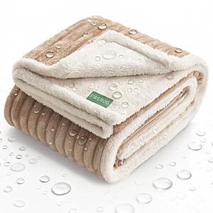 FWERDG Waterproof Twin Blanket for Bed - Washable Large Dog Blankets 60"x80" $19.99