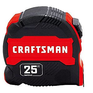 [AC] $11.68* | CRAFTSMAN 25-Ft Tape Measure with Fraction Marketing, Retractable, Manual-Locking Blade (CMHT37443S) at Amazon