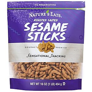 [AC] $4.12* | 16-oz Nature's Eats Roasted Salted Sesame Sticks at Amazon