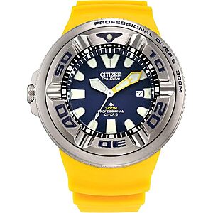 Citizen Men's Promaster Dive Eco-Drive Watch, 3-Hand Date, Polyurethane Strap, ISO Certified, Anti-Reflective Curved Crystal, Screw-Back Case and Crown $325