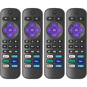 4 Pack Replacement Remote Control Only for Roku TV, Compatible with All TCL Roku/Hisense Roku/Onn Roku/Sharp/Philips Roku, $9.99, Amazon