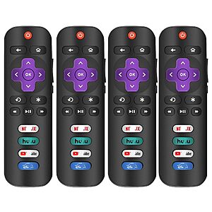 4 Pack Roku TV Remote, Fits TCL, Hisense, Sharp, Philips, Onn & Element, $9.53, Amazon