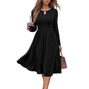 KIRUNDO Women's Lightweight Midi Empire Waist Long Sleeve Fall Dress w/ Pockets (Various) from $13.74 + Free Shipping w/ Prime or on $35+