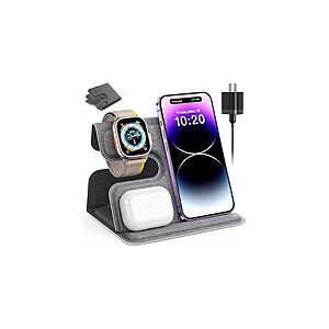 $17.99 FS WOOT PRIME JARGOU Foldable 3 in 1 Charging Station for Apple  (Phone, Watch, etc)