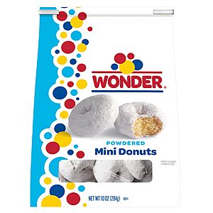 Wonder Powdered Mini Donuts, Shareable Powdered Donuts, 10 oz Bag $0.99