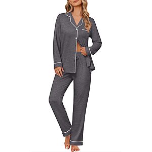 Ekouaer Womens Pajama Sets Button Down Long Sleeve & Pants loungewear $9.99