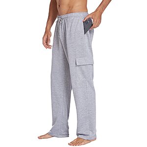 Deyeek Men's Cargo Pants Wide Leg Workout Sweat Pants with Pockets Casual $10.99