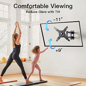 $12.97 ac FS WALMART+ by  MountFTV:  TV Wall Mount 360°Rotation Bracket for 13-42 Inch TVs and Monitors, Supports Up to 44 lbs, Swivel Tilt Extension with Articulating Arms,