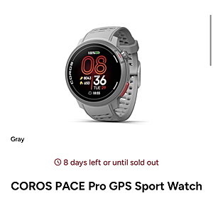 Coros Pace Pro Smartwatch Gray $250