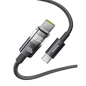 6.6' Baseus 100W USB-C to USB-C Fast Charging Cable w/ LED Display $9 + Free Shipping