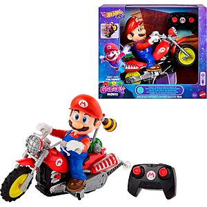 Hot Wheels Mario Wheelie Motocross RC, Remote-Control Motorcycle $32.99 + Free S&H w/ Prime or $35+